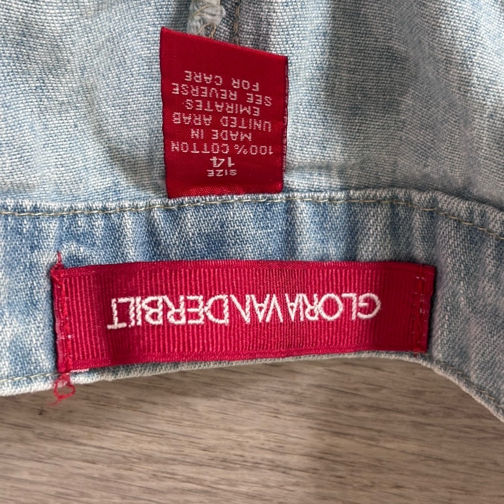 Vintage Gloria Vanderbilt Cotton Denim Wrap Skort Skirt Light Wash Size 14 - Picture 7 of 8